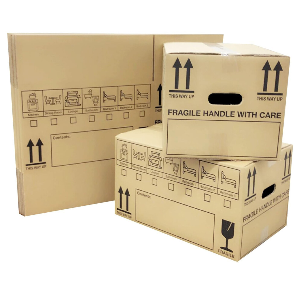 20 x Printed 18 x 12 x 10" Boxes For Removals & Storage With Handles