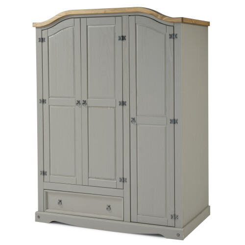 Mercers Furniture Corona Grey Wax 3 Door 1 Drawer Wardrobe 1