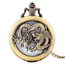 (As show, One size) Quartz Pocket Watch Hollow Pocket Watch Mens Chinese Style Clothing Quartz Pocket Watch