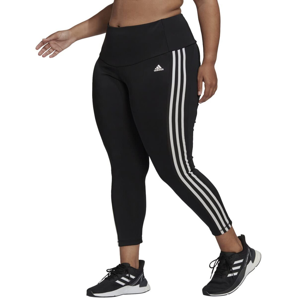adidas womens High Rise 3-stripes 7/8 Tights Black/White Medium