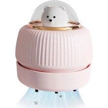 (pink, One size) Mini Space Bear Cordless Handheld Desktop Vacuum Cleaner Portable Cleaner Suction Rubber Scrap