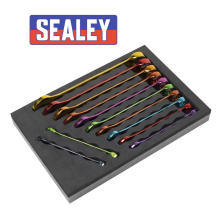 SEALEY SPANNER SET 12PC METRIC COMBINATION WRENCH RING OPEN IN EVA TRAY AK63267