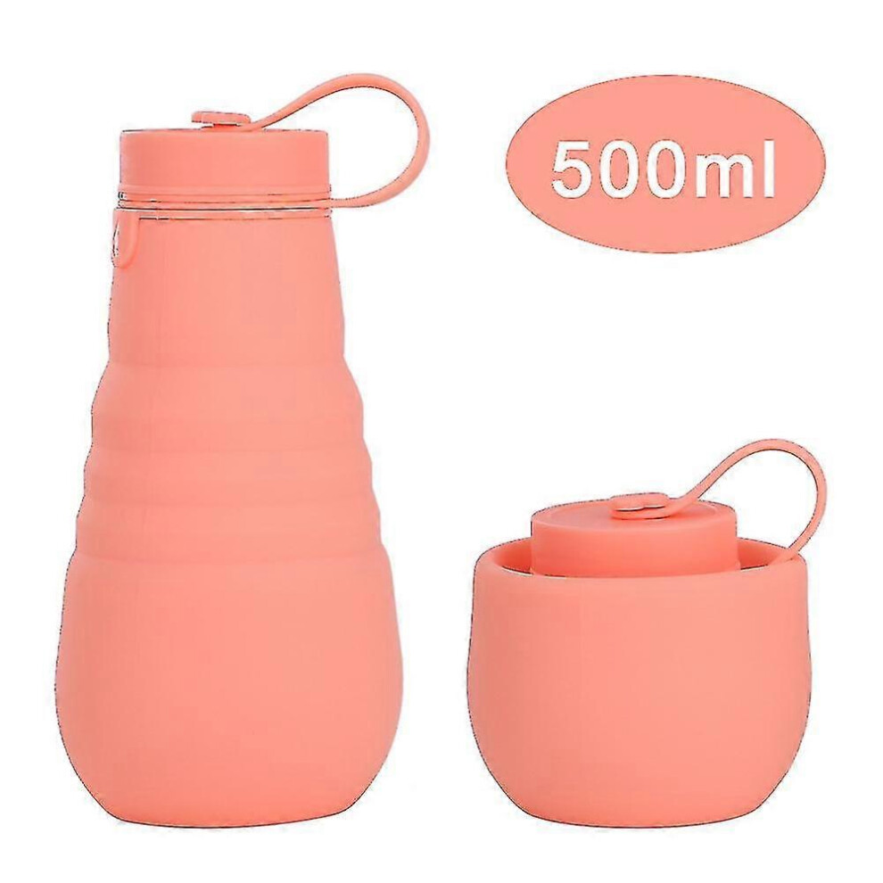 (pink, One size) Foldable portable silicone water bottle high temperature resistant water cup outdoor sports cycling kettle-image-OPC-PG5XV5H-NEW
