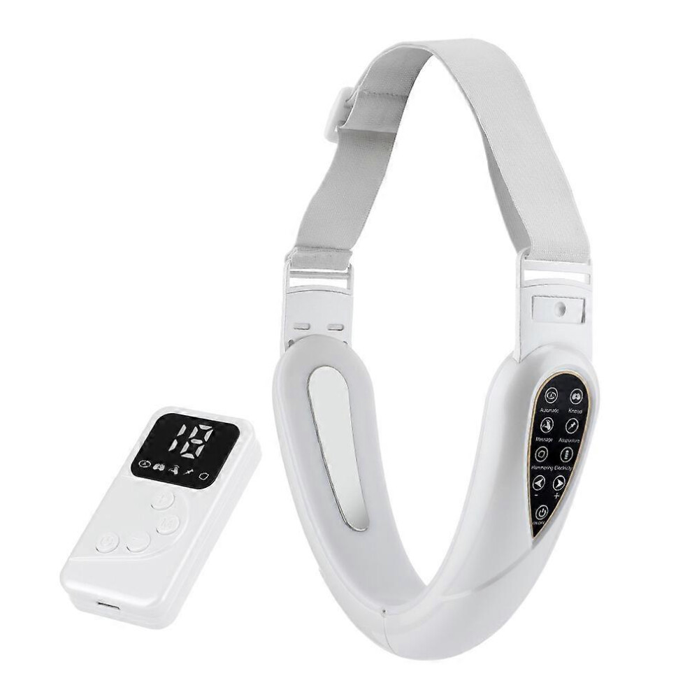 Hiigyl White (, One Size) Microcurrent Face Thinning Instrument Facial Vtype Face Thinning Instrument Face Massage Lifting Firming Thin Face Instrument