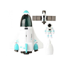 (blue, One size) Childrens early education simulation sound and light spray aerospace toy space model satellite shuttle rocket aviation series