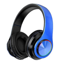 (blue black, One size) Luminous Bluetooth headset headmounted subwoofer mobile phone wireless sports gaming headset