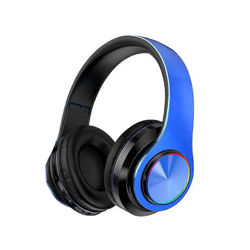 (Blue One Size) Luminous Bluetooth Headset Headmounted Subwoofer Mobile Phone Wireless Sports Gaming Headset Black 6952201224621