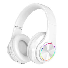 (pure white, One size) Luminous Bluetooth headset headmounted subwoofer mobile phone wireless sports gaming headset