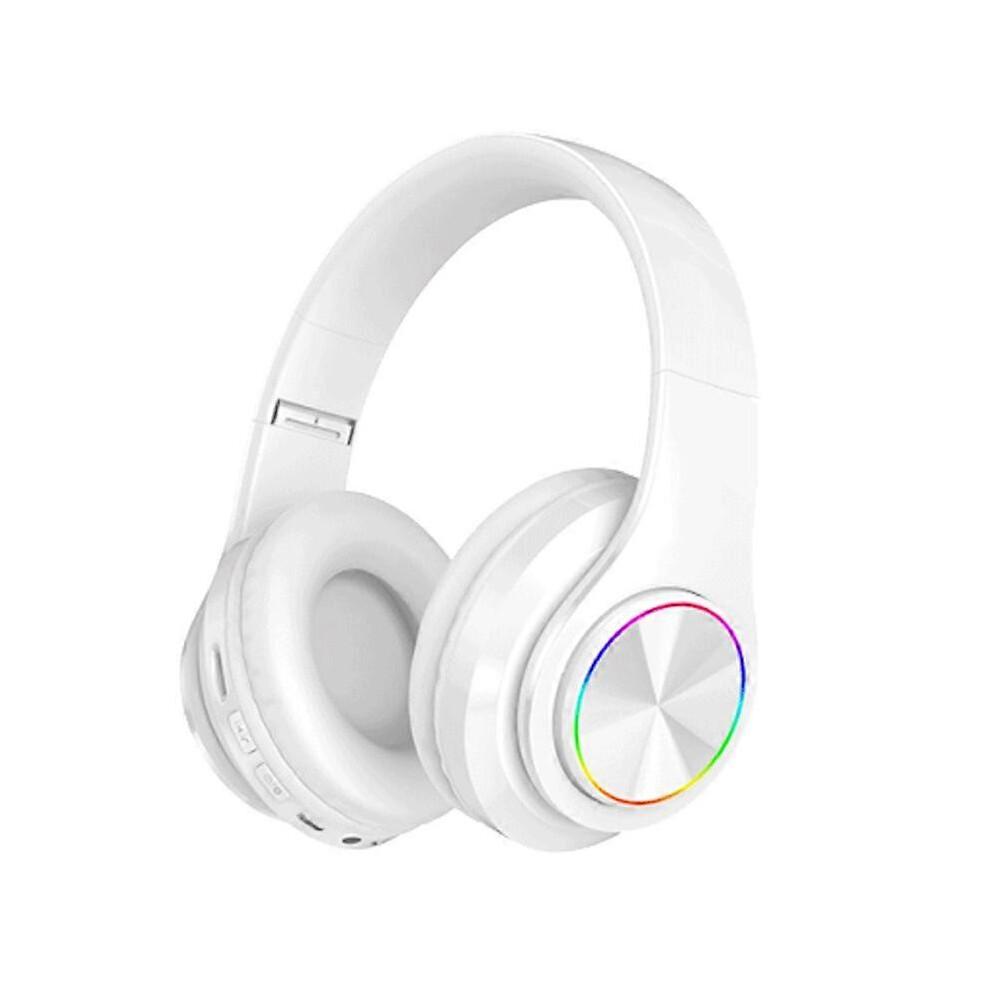 (Pure White, One Size) Luminous Tooth Headset Headmounted Subwoofer Mobile Phone Wireless Sports Gaming Headset Blue 6952201224645