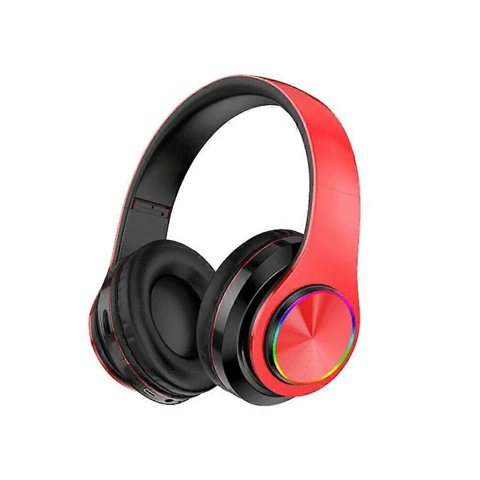 (Reddish One Size) Luminous Bluetooth Headset Headmounted Subwoofer Mobile Phone Wireless Sports Gaming Headset Black 6952201224607