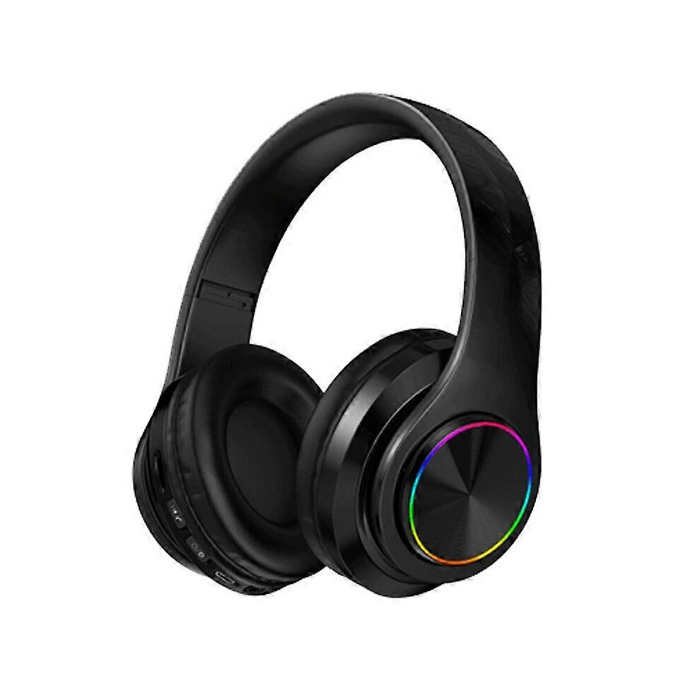 (Pure One Size) Luminous Bluetooth Headset Headmounted Subwoofer Mobile Phone Wireless Sports Gaming Headset Black 6952201224638