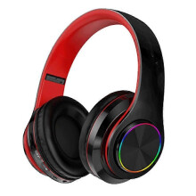 (black red, One size) Luminous Bluetooth headset headmounted subwoofer mobile phone wireless sports gaming headset