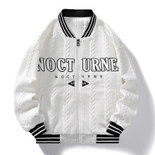 (M, White) Jacket Baseball Uniform Daily Casual Couple Trendy Brand Versatile Jacket