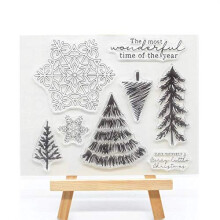 WooYangFun Craft 1st Merry Christmas Pine Tree Transparante Stempel voor het Maken van Kaarten Decoratie en Scrapbooking 11x16cm