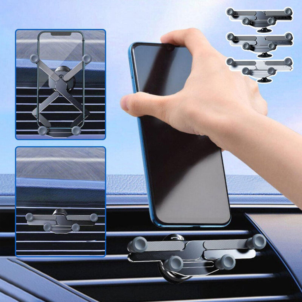 (Gray, Air vent version) Invisible Rotatable Air Vent Mount Car Phone Holder, 360 Rotate Car Phone Mount Vent Holder, 360 Anti-shake Phone Mount For C