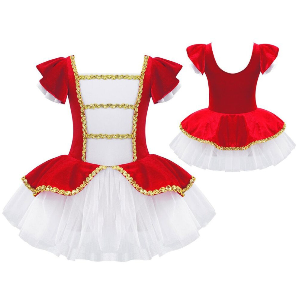 (red, 5-6 Years) Kids Girls Ballet Dance Dress Gymnastic Leotard Tutu Princess Dress Children Stage Performance Clothes Christmas Gift