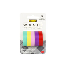 Scotch Washi Tape, Tropisk Design, 5 Rullar, Perfekt för Bullet Journaling, Scrapbooking och DIY Dekor (C1017-5-P2)