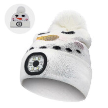 (White, One size) Children's Hat With Led Light, Winter Hat Kids Led Hat, Usb Rechargeable 4 Led Lamp Winter Warm Headlamp Knitted Hat, Gift For Boys Girls