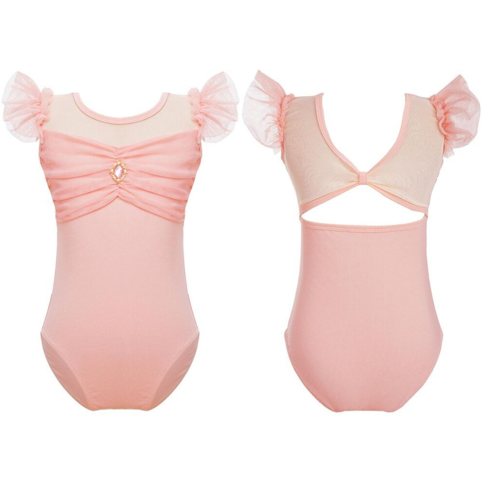 (pink, 9-10 Years) Ballet Leotards For Girls Kids Flying Sleeves Dance Bodysuit Ballerina Gymnastics Leotard