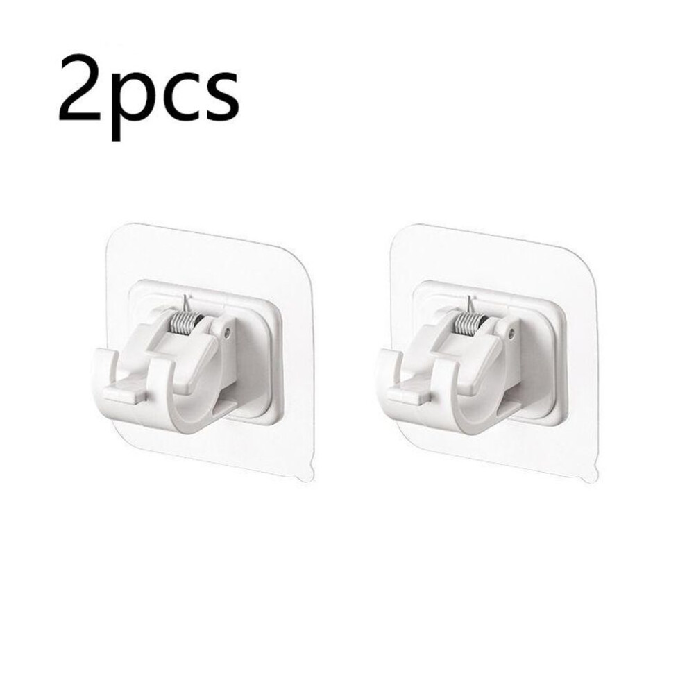 (white, 2pcs) 2/4pcs Nail-free Adjustable Curtain Rod Holder Clamp Hooks Rod Bracket Holders Adhesive Wall Curtain Fixed Clip Hanging Rack Hook