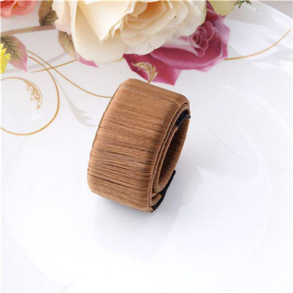 (light coffee, 21 cm*42 cm) Hair Bun Maker Tools Head Band Styling Synthetic Wig Donuts Bud Headband Ball Women Girls Hair Band