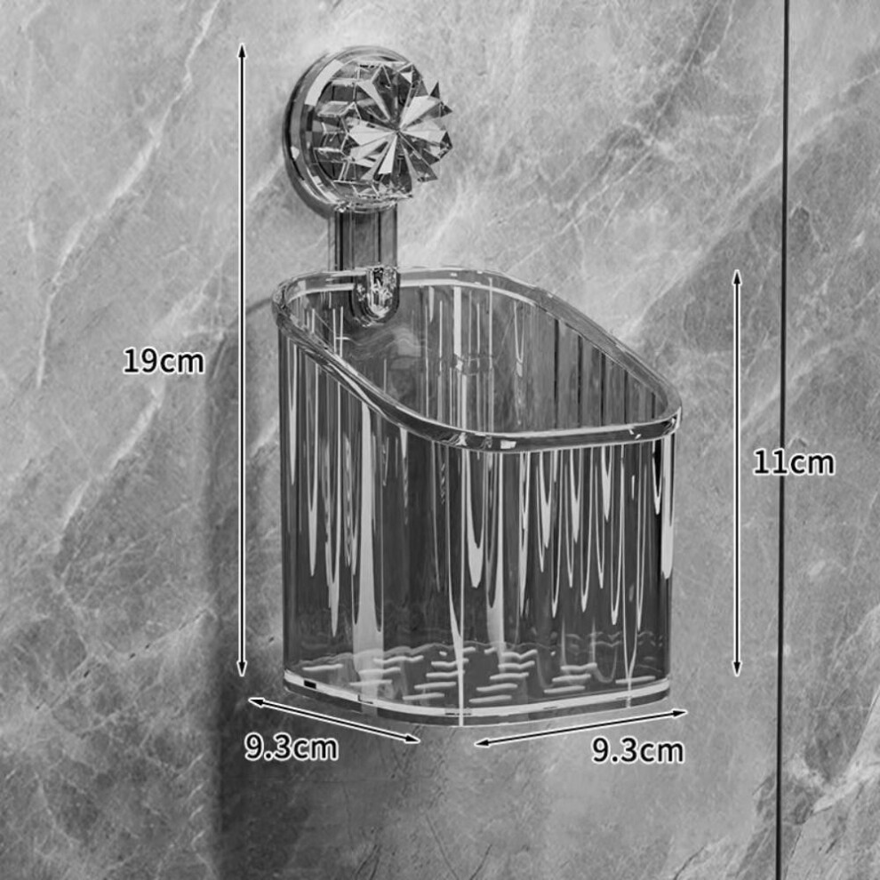 (grey, 1) Quick Drying Suction Cup Bathroom Storage Basket Easy Cleaning Storage Shelf Shower Rack