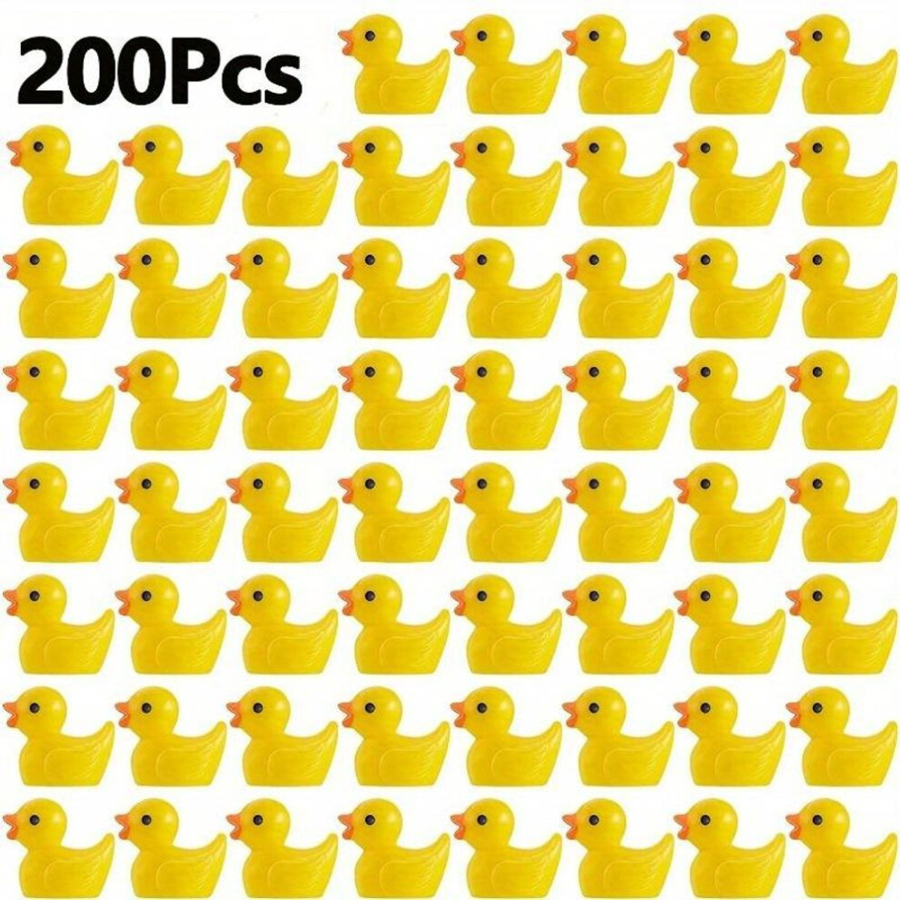 (200Pcs) 100/200pcs Resin Mini Duck Miniature Figurines Ornaments Decor Yellow Animal Garden Crafts Tiny Duck Landscape Plants Fairy