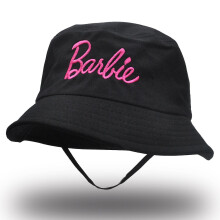 (black) 2023 Children Barbie Fisherman Hat Cute Barbies Pink Hats Embroidery Basin Hat Summer Casual Female Baby Sun All Match Cap Gifts