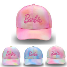 (Rainbow Blue) Kids Girls Barbie Pink Baseball Caps Children Sun Beach Peaked Cap Barbie Hat Adjustable