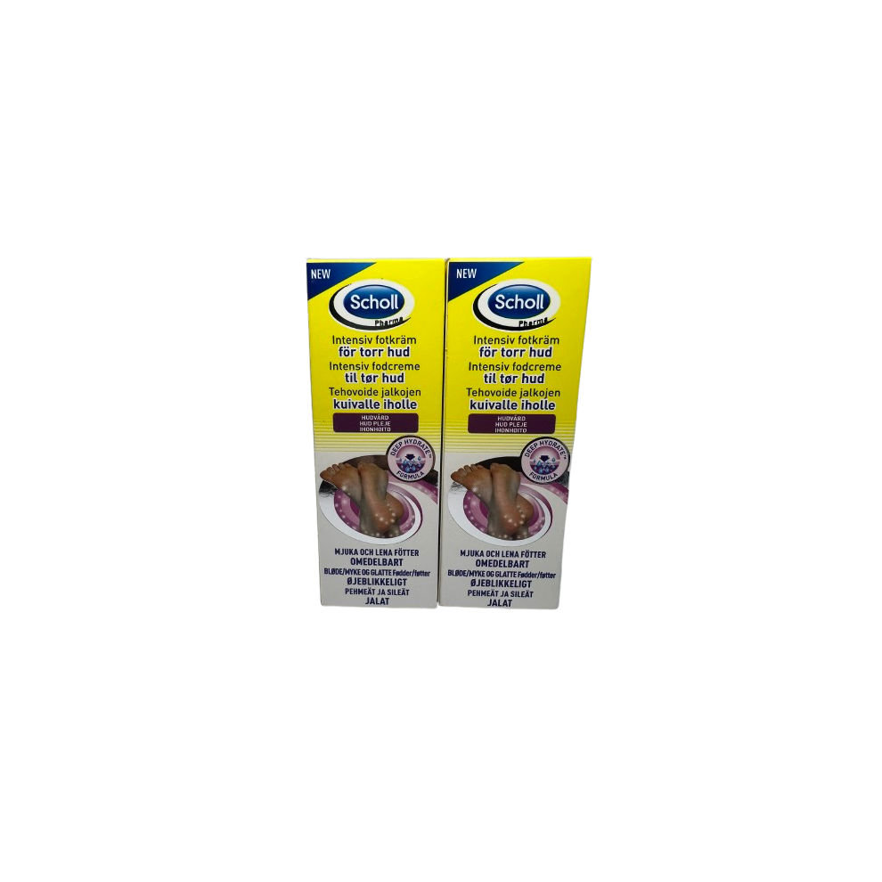 Scholl 2 X Intensive Foot Cream Moisturising For Dry Skin 60Ml Export Packaging