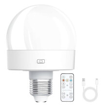 Rechargeable Battery Operated Light Bulbs, 300LM E26 Screw in Light Bulb for Lamps with Remote Control Dimmable&