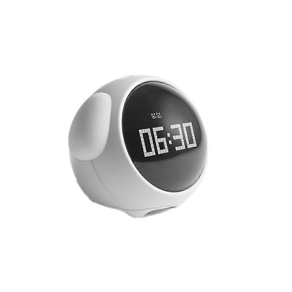 (, One Size) Children Led Expression Pixel Alarm Clock Smart Luminous Alarm Clock Student Bedside Snooze Digital Small Alarm Clock White Hiigyl