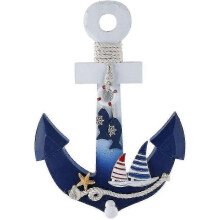 (As show, One size) Wooden anchor hook creative home wall hanging accessories wall decoration pendant