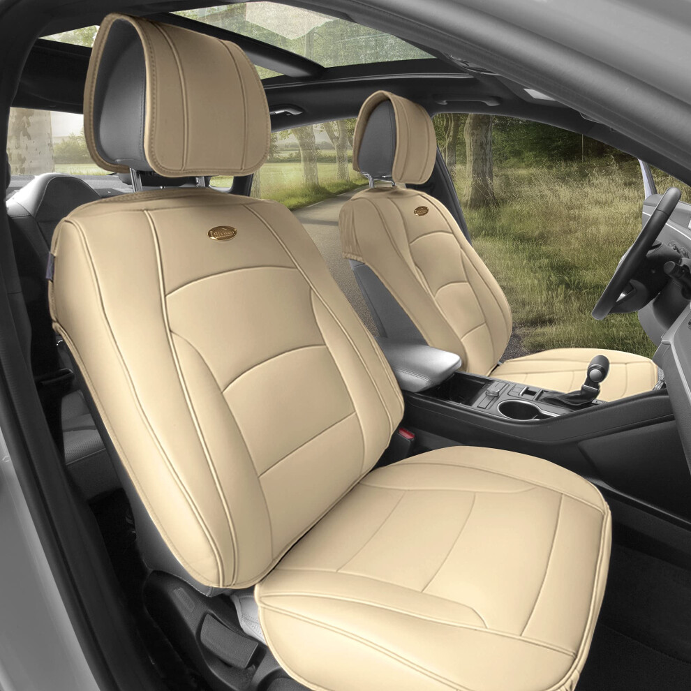 Fh Gruppe Autositzbez Ge Vordersitzbez Ge Set Solid Beige Kunstleder Sitzkissen-image