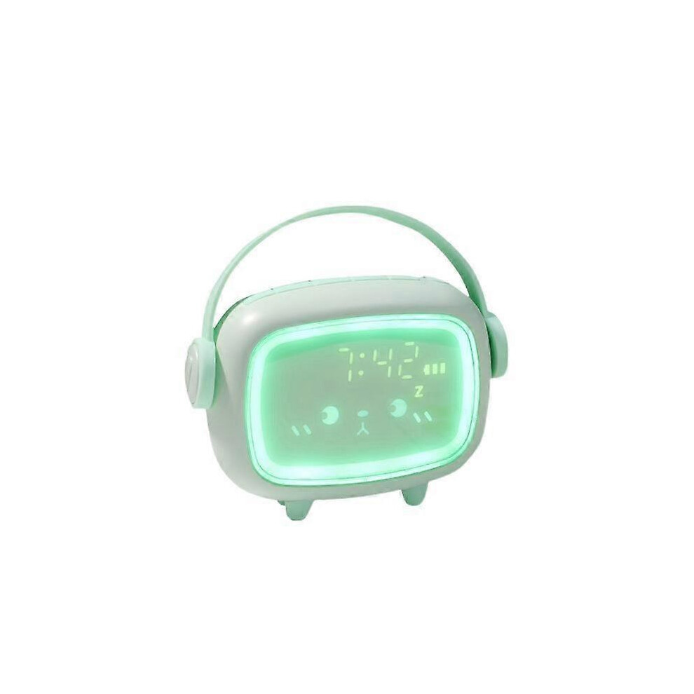 (, One Size) Children Alarm Clock For Students With Cartoon Talking Mute Bedside Clock Luminous Creative Small Alarm Clock Blue Hiigyl