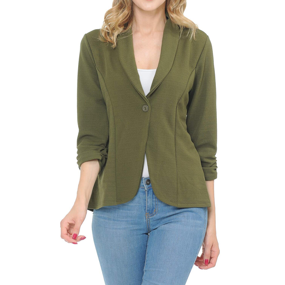 Veste blazer l   g   re de travail     manches fronc   es MINEFREE pour femme 34