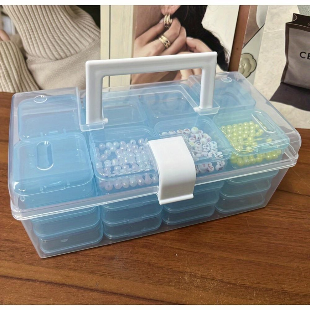 (blue) 32pcs/set Plastic Storage Box Container, Diy Crafts Beads Accessories Sorting Box, Multifunctional Storage Case, Jewelry Nail Beading Organizer