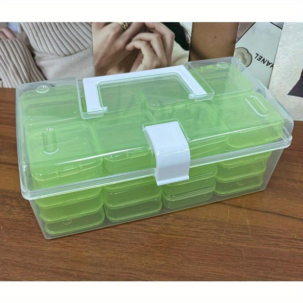 (green) 32pcs/set Plastic Storage Box Container, Diy Crafts Beads Accessories Sorting Box, Multifunctional Storage Case, Jewelry Nail Beading Organizer