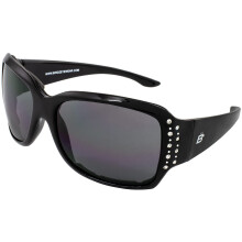 Birdz Eyewear LadyBird Modische gepolsterte Motorrad-Sonnenbrille fr Damen, Reitbrille mit Strasssteinen, Schwarz (Smoke)