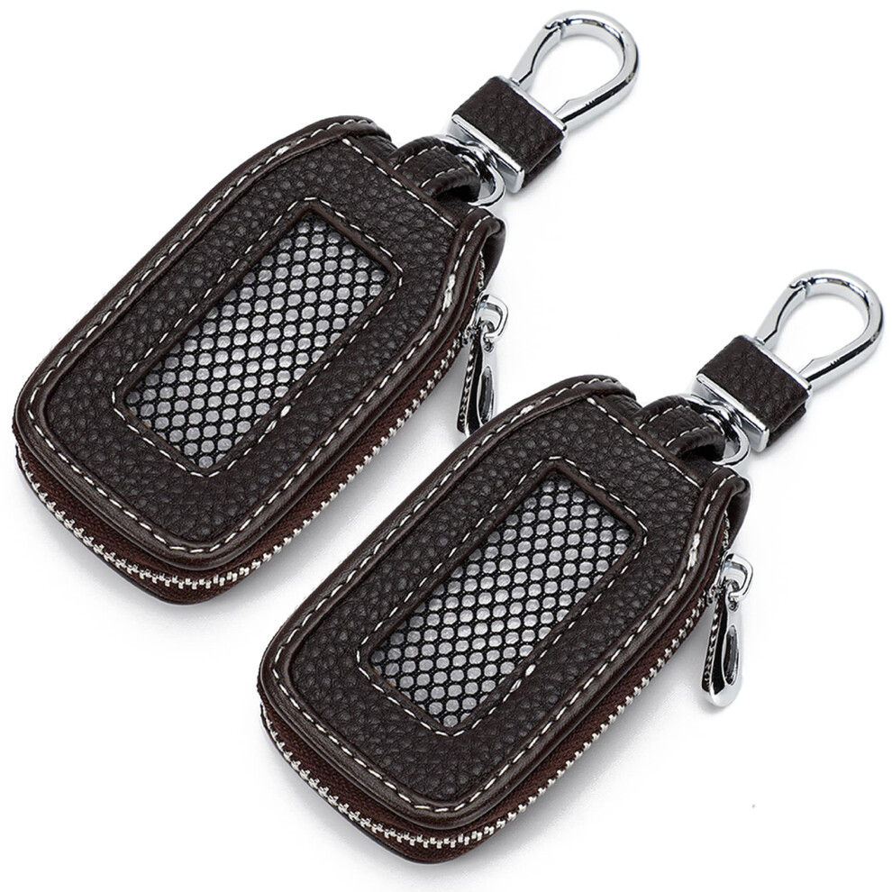 2 Pieces Leather Car Key Chain Case Holder Car Key Case Key Fob Protec 761736065212