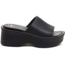 (8 (Adults')) Petal Blown Eva | Black | Womens Platform Slide Sandals