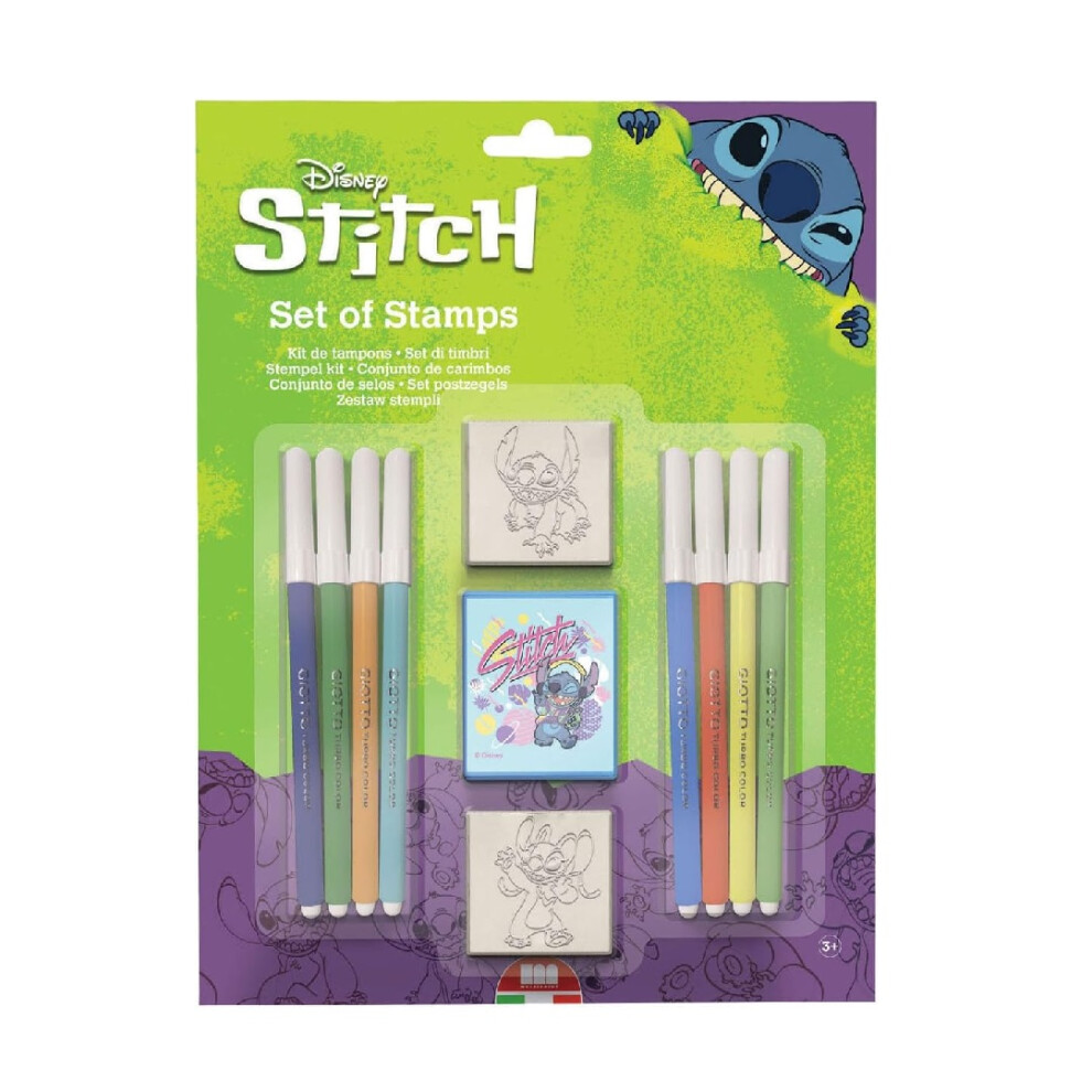 Stitch Disney Lilo And Angel And Stamp Set With Colouring In Pens