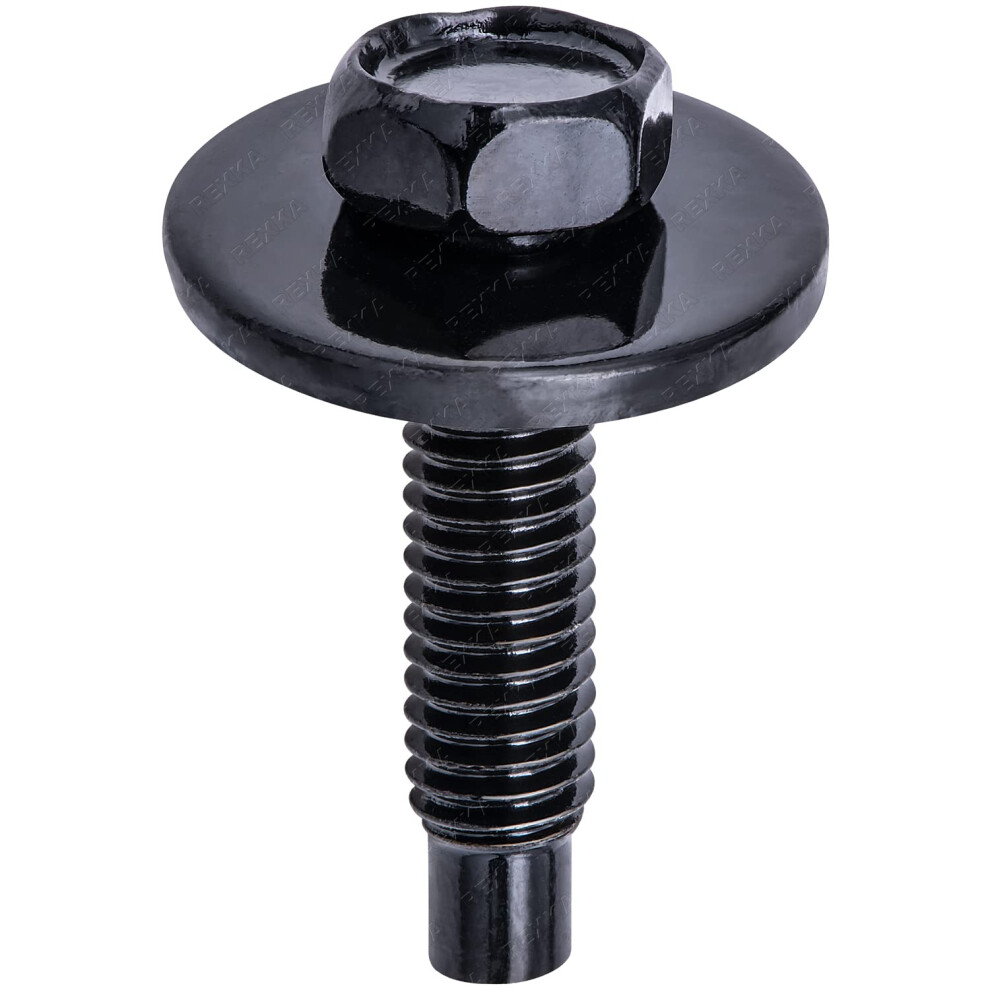 Rexka 20Pcs M6-1.0 Hex Head Sems Body Bolts Bumper Fender Splash Shiel 658738906158