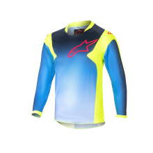 Maglia da motocross Alpinestars Racer Hoen per bambini, colore giallo fluo/blu/blu notte