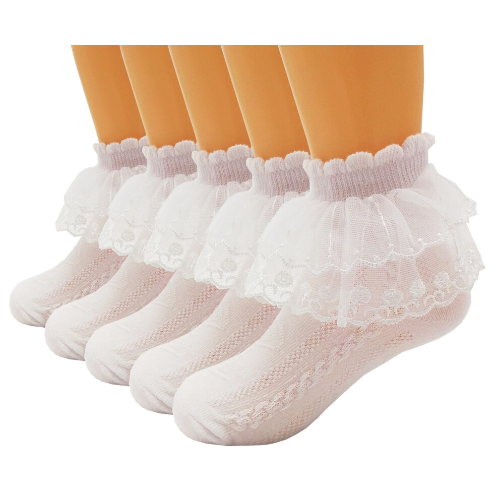 Xiyadun Lot de 5 paires de chaussettes en coton     volants pour b   b   s et enfants