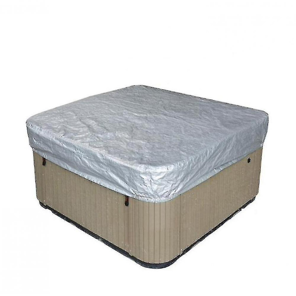 (Sliver, 218*218*30Cm) Waterproof Polyester Square Hot Tub Cover Outdoor Spa Covers Square Hot Tub Cover Silver