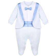Lilax Baby Boy Gentleman Tuxedo Footie Roupa de Natal com gravata borboleta (3 meses azul)