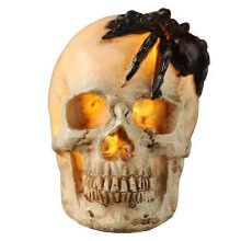 (As show, One size) Spider Skull Lamp - Highly Realistic Human Skull Statue Home Decor - Adjustable Led Skull Lamp With Black Spider