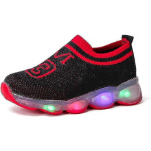 (Black, 10 UK) Kids Led Lighted Sneakers, Running Sneakers