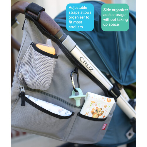 Nuby Nuby Fabric Side Stroller Organizer: Keeps Essentials Organized gray 1